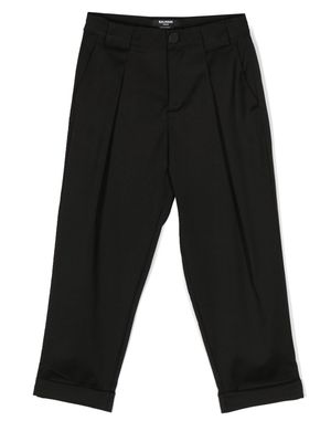 Balmain Kids logo-patch straight-leg trousers - Black