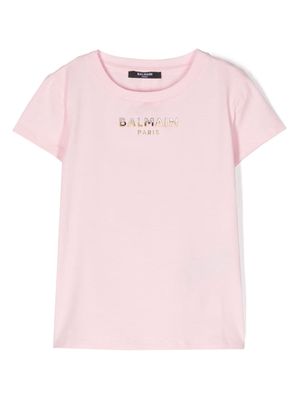 Balmain Kids logo-plaque T-shirt - Pink