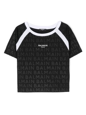 Balmain Kids logo-print colourblock T-shirt - Black