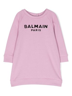 Balmain Kids logo-print cotton dress - Purple