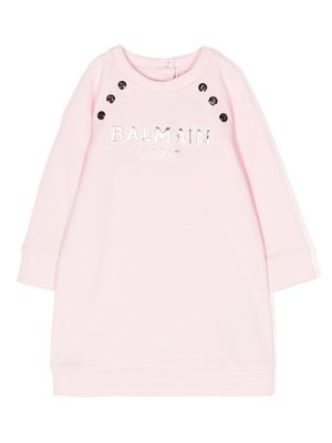 Balmain Kids logo-print cotton dress set - Pink