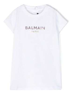 Balmain Kids logo-print cotton dress set - White