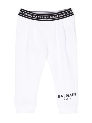 Balmain Kids logo-print cotton leggings - White