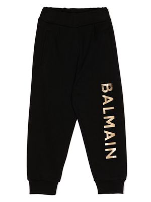 Balmain Kids logo-print cotton smart trousers - Black