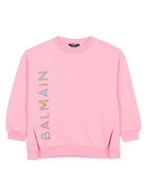Balmain Kids logo-print cotton sweatshirt - 550