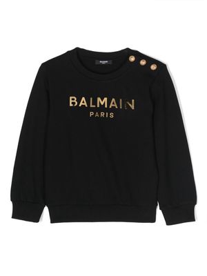 Balmain Kids logo-print cotton sweatshurt - Black