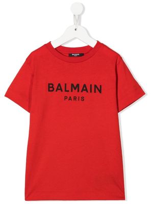Balmain Kids logo-print cotton T-shirt - Red