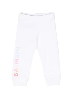 Balmain Kids logo-print cotton track pants - White