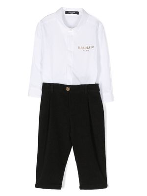 Balmain Kids logo-print cotton trouser set - Black