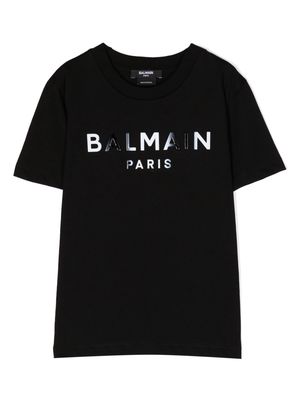 Balmain Kids logo-print cottonT-shirt - Black