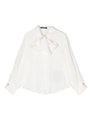 Balmain Kids logo-print crepe shirt - White