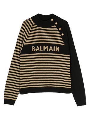 Balmain Kids logo-print crew-neck jumper - Black