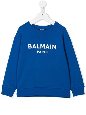 Balmain Kids logo-print detail sweatshirt - Blue
