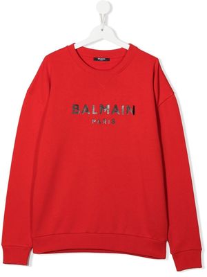Balmain Kids logo-print detail sweatshirt - Red