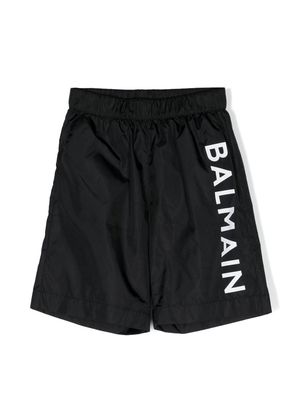 Balmain Kids logo-print detail swim shorts - Black