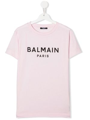 Balmain Kids logo-print detail T-shirt - Pink