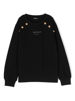 Balmain Kids logo-print distressed-effect sweatshirt - Black