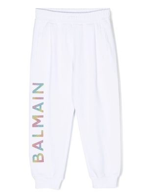 Balmain Kids logo-print elasticated tracks pants - White