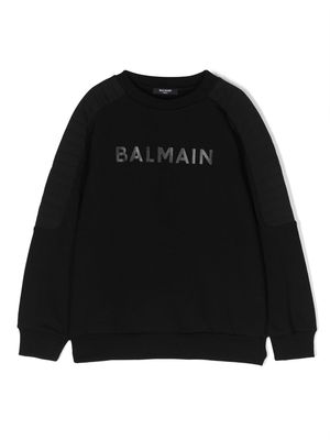 Balmain Kids logo-print fleece sweatshirt - Black