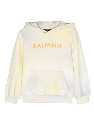 Balmain Kids logo-print hoodie - Yellow