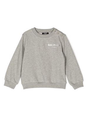 Balmain Kids logo-print jersey cotton jumper - Grey
