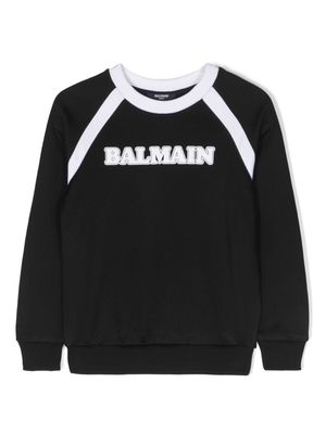 Balmain Kids logo-print jersey sweatshirt - Black