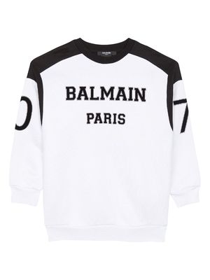 Balmain Kids logo-print long-sleeve top - White