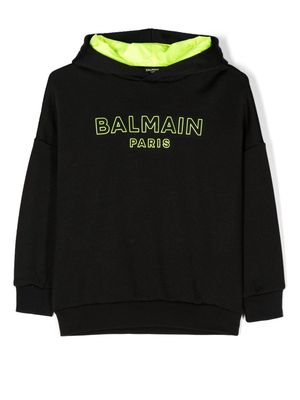 Balmain Kids logo-print long-sleeved hoodie - Black