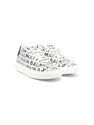 Balmain Kids logo-print low-top sneakers - White