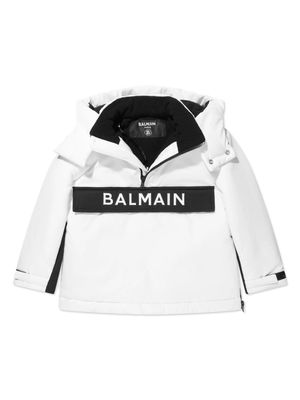 Balmain Kids logo-print padded ski jacket - White