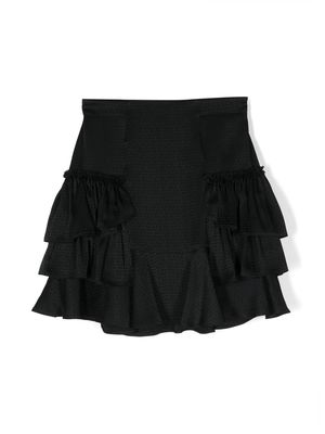 Balmain Kids logo-print ruffled mini skirt - Black
