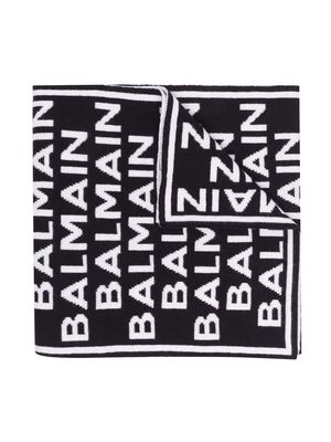 Balmain Kids logo-print scarf - Black