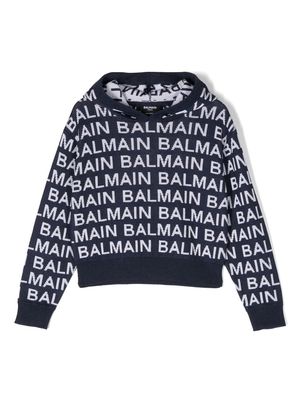 Balmain Kids logo print sweater - Blue