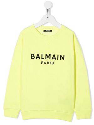 Balmain Kids logo print sweatshirt - Yellow