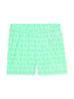 Balmain Kids logo-print swim shorts - Green