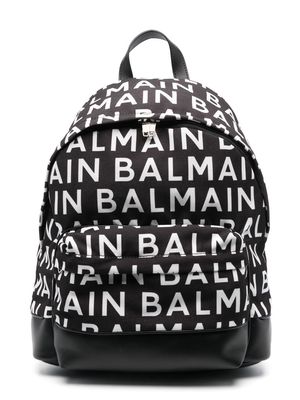 Balmain Kids logo-print zip-around backpack - Black