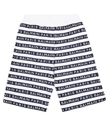 Balmain Kids Logo printed cotton shorts