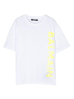 Balmain Kids logo-stamp cotton T-shirt - White