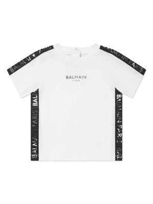 Balmain Kids logo-strap cotton T-shirt - White