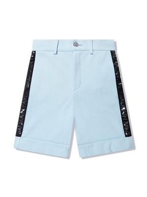 Balmain Kids logo-tape chino shorts - Blue