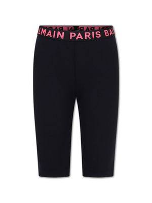 Balmain Kids logo-waistband jersey leggings - Black