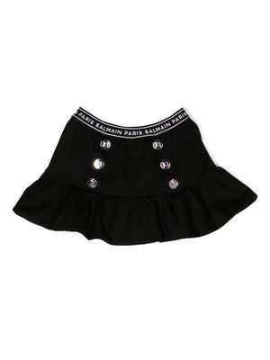 Balmain Kids logo-waistband skirt - Black