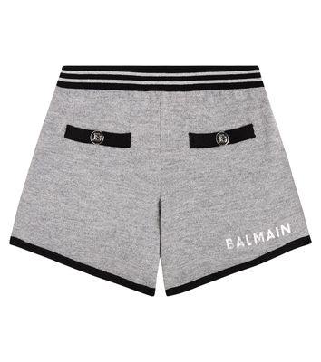 Balmain Kids Logo wool shorts