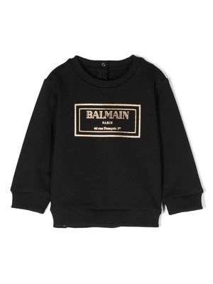 Balmain Kids metallic-effect logo-print sweatshirt - Black
