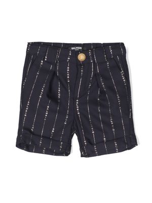 Balmain Kids mid-rise tailored twill shorts - Blue