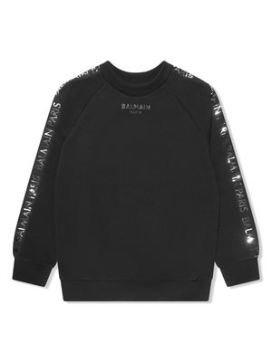 Balmain Kids mirror-logo cotton sweatshirt - Black