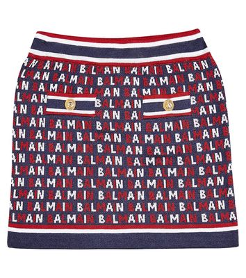 Balmain Kids Monogram jacquard cotton-blend skirt