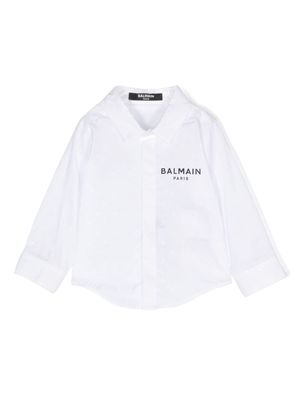 Balmain Kids monogram-jacquard cotton shirt - White