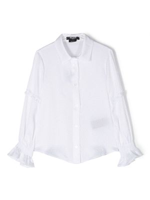 Balmain Kids monogram-jacquard longsleeved shirt - White