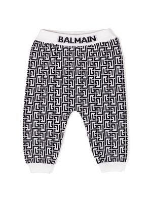 Balmain Kids monogram-pattern knitted leggings - Black